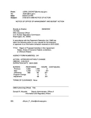 Fillable Online Nrc Omb Omb Approval Notice Nrc Form