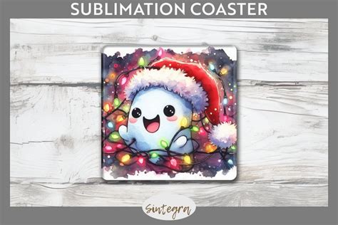 Christmas Ghost V Entangled In Lights Square Coaster Png