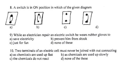 Grade 6 Electricity And Circuits Mcq