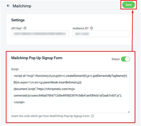 How To Set Up Mailchimp Pop Up Signup Form Sitegiant Support Centre