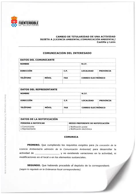 Certificado De Cambio De Titularidad De Licencia De Actividad Proyectos