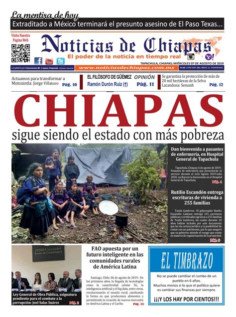 PERIÓDICO NOTICIAS DE CHIAPAS EDICIÓN VIRTUAL MIÉRCOLES 07 DE AGOSTO