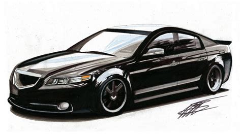 Realistic Car Drawing Acura Tl Type S Time Lapse Youtube