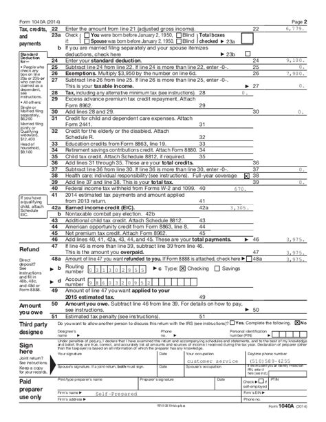 Irs Tax Form 1040a Printable Printable Forms Free Online