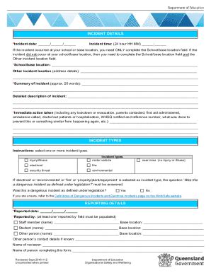 Fillable Online Qrss Myhr Whs Incident Data Collection Form Qrss Myhr