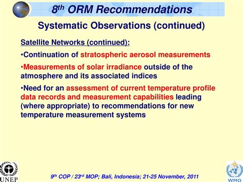 Recommendations From The Th Meeting Of The Ozone Research Managers Of