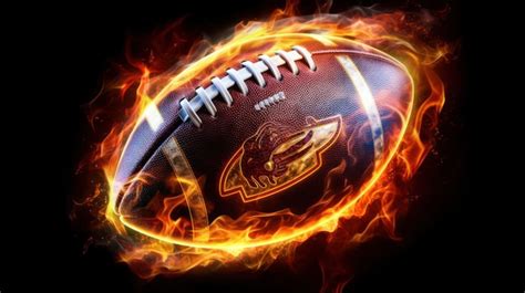 Premium Photo American Football Ball With Fire Flame Illustration