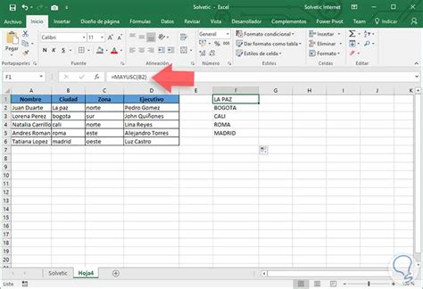 Cambiar de minúsculas a mayúsculas en Excel 2016 Solvetic