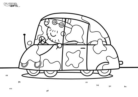 Daddy Pig In A Car Peppa Pig Colouring Page Colouring Crafts