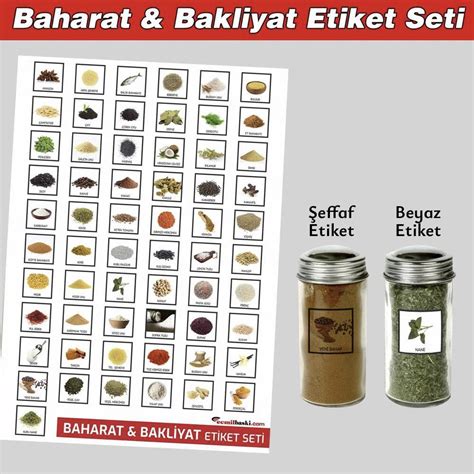 Baharat Bakliyat Etiket Seti Etiket Güvenilir Baskı Hızlı Teslimat