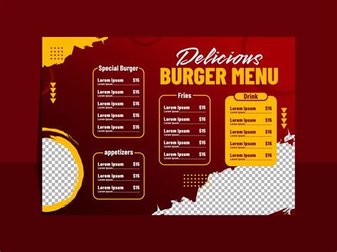 Delicious burger Landscape menu template design 34415766 Vector Art at ...