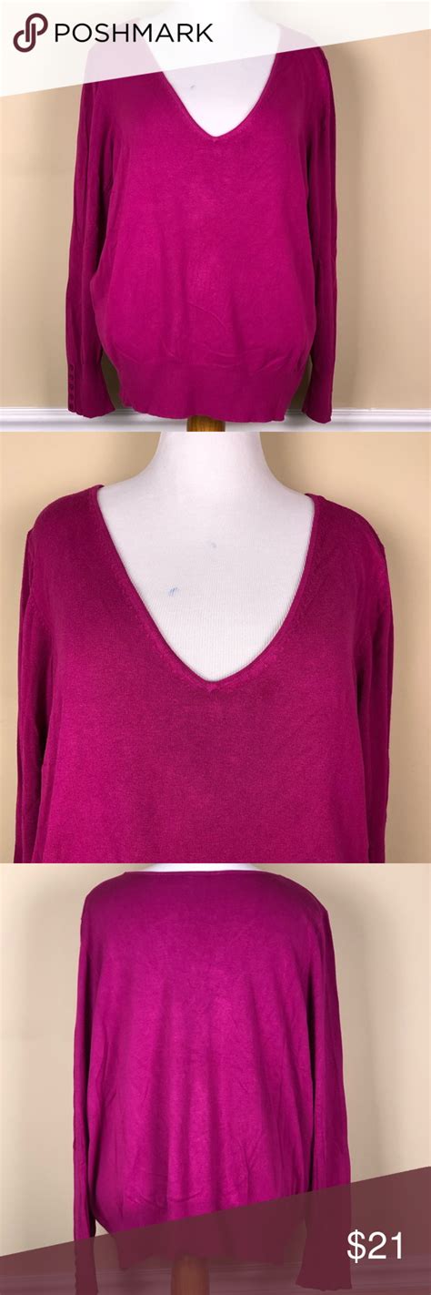 Lane Bryant Pink V Neck Pullover Sweater Sz 2628 Sweaters Pullover