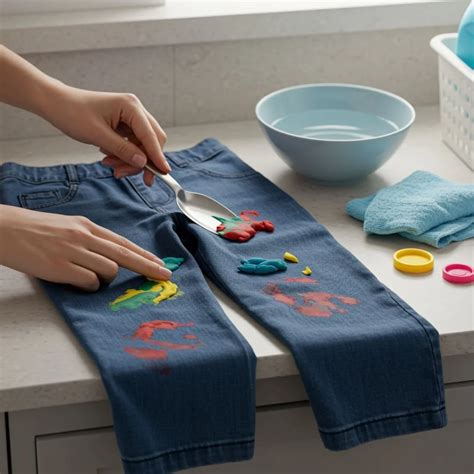 how to get dry play doh out of clothes