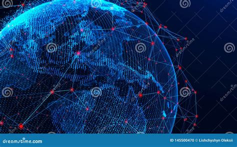 Concepto De La Red Global Punto Del Mapa Del Mundo Tierra Del Planeta