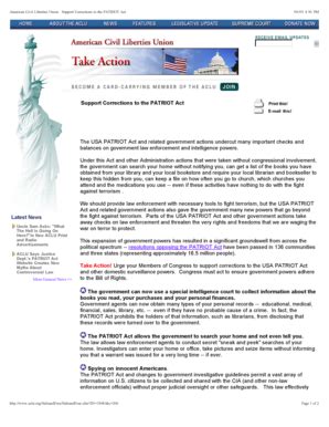 Fillable Online Cabrini Aclu Summary Of Patriot Act Cabrini Fax Email