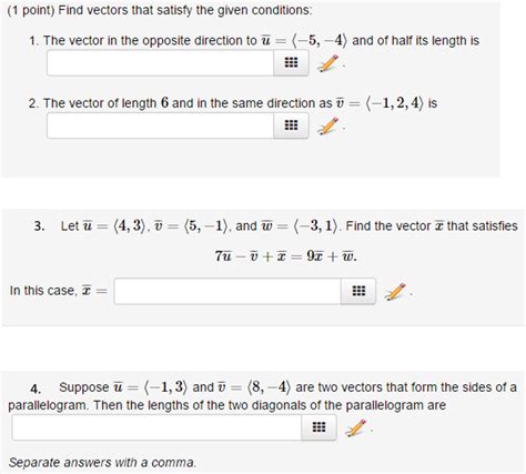 Solved Find Vectors That Satisfy The Given Conditions The