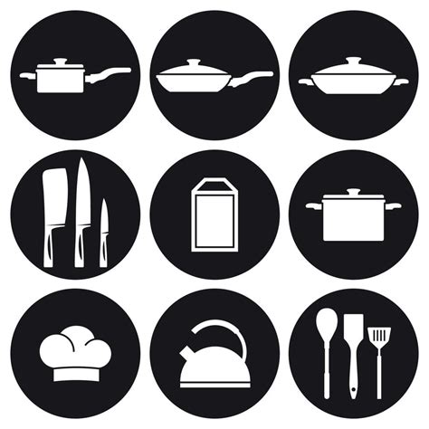 Restaurant Icons Set White On A Black Background 18770034 Vector Art At Vecteezy