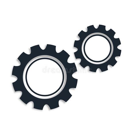 Two Gear Icons On White Background Design Stock Vector Illustration