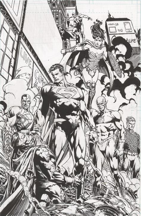 DAVID FINCH BATMAN 5 SPLASH 2016 SUPERMAN THE JLA TAKE DOWN THE