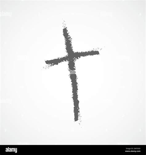 Hand Drawn Christian Cross Icon Vector Illustration Hand Drawn Gray Grunge Cross Stock Vector