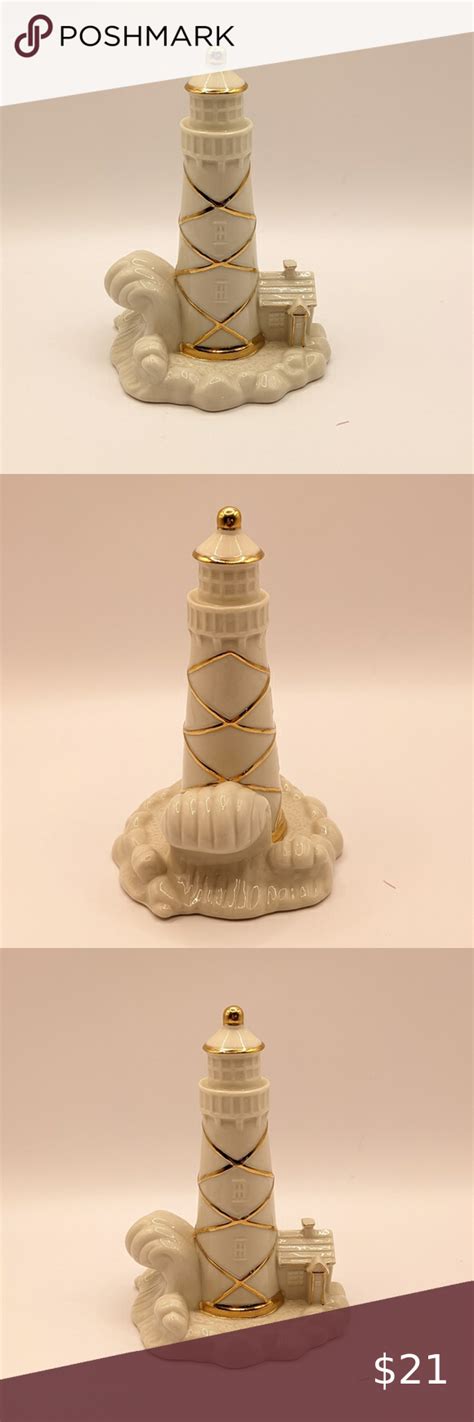 Lenox Lighthouse Figurine Cream China Trimmed In Gold