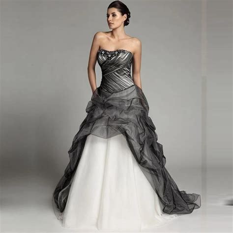 Wedding Dress 2017 Black Tulle Gothic Ball Gown Beaded Sweetheart Plus