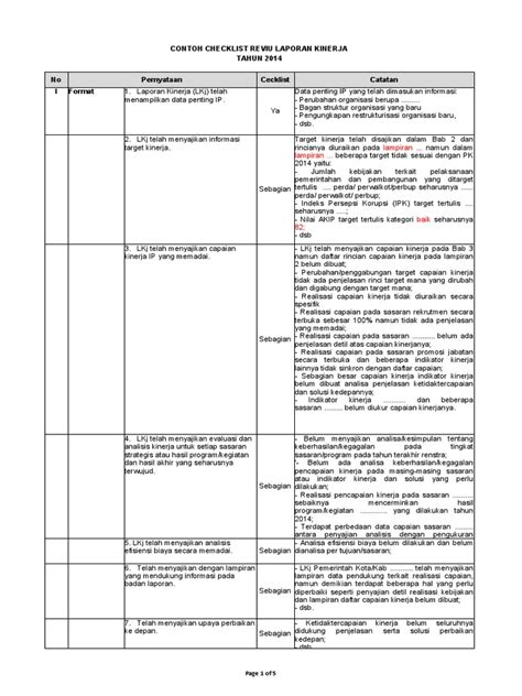 Contoh Ceklist Reviu Lkj Pdf