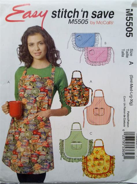 Misses Aprons McCall S M5505 Sewing Pattern Full And Half Apron Styles