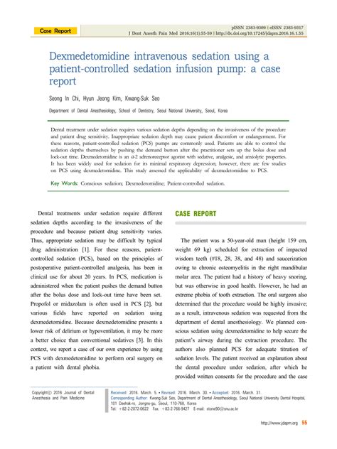 (PDF) Dexmedetomidine intravenous sedation using a patient-controlled sedation infusion pump: a ...