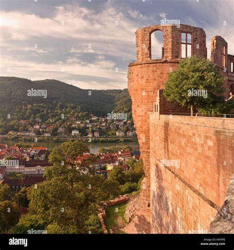 View From The Castle Over The Neckar River In Heidelberg Baden