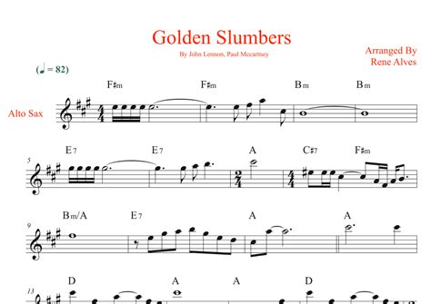 Golden Slumbers Arr Rene Alves By The Beatles Sheet Music For Alto