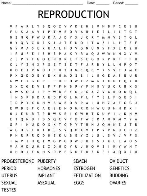 REPRODUCTION Word Search WordMint