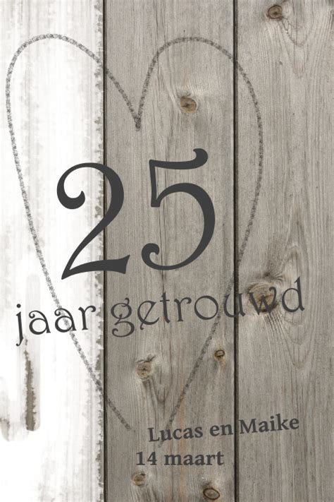 25 Jarig Jubileum Uitnodiging Met Linnen En Hout Print