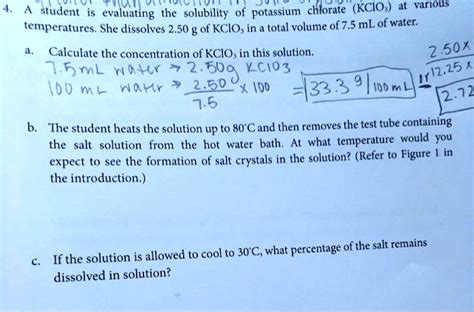 SOLVED Student Yut The Solubility Of Potassium Chlorate KCIO At