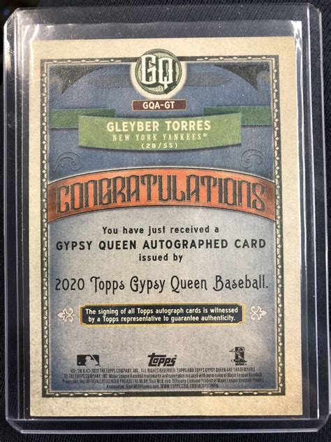 2020 TOPPS GYPSY QUEEN GLEYBER TORRES NEW YORK YANKEES AUTO GQA GT EBay