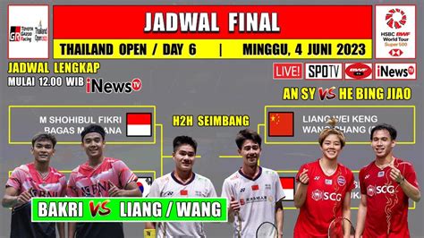 Jadwal Final Thailand Open 2023 Hari Ini Live INEWS TV BAKRI Vs