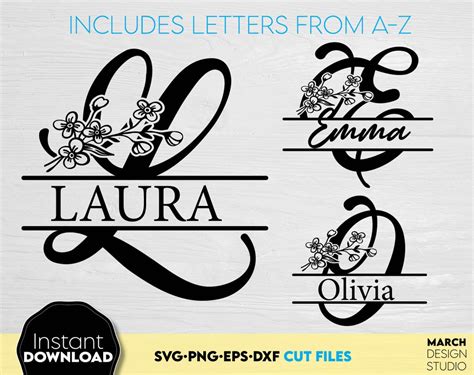 Split Name Monogram Wedding Monogram Svg Family Monogram Svg Split ...