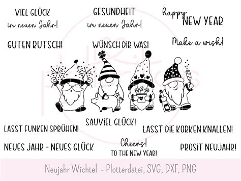 Bundle Neujahr Wichtel Plotterdatei SVG DXF PNG Silvester