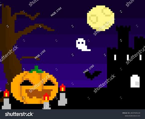 Halloween Pixel Art Background Scenery Stock Illustration 2037545114 ...