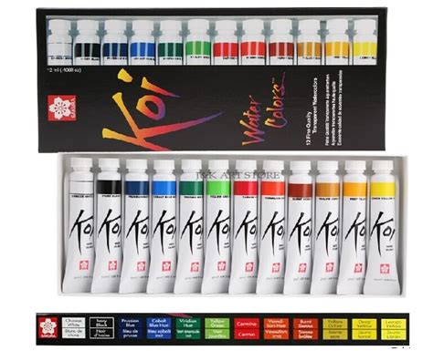 Купить САКУРА 12 ШТ. Кои акварель комплект, 12 x12ml акварель комплект ...