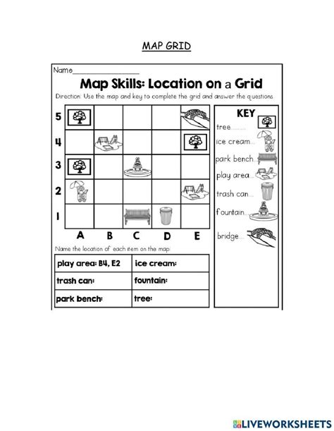 Map grid worksheet | Live Worksheets - Worksheets Library