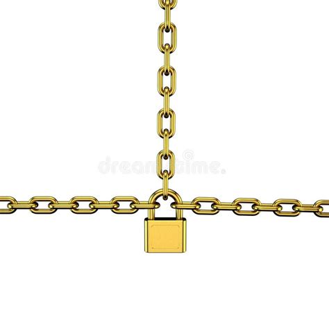 Golden Chain Isolated On Black Background Pentagon Frame Stock