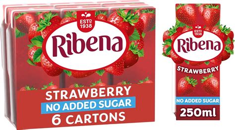 Ribena Strawberry No Added Sugar Cartons Multipack 6x 250ml Real