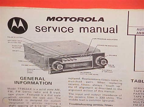 Motorola Car Track Stereo Tape Am Fm Mplx Radio Service Manual