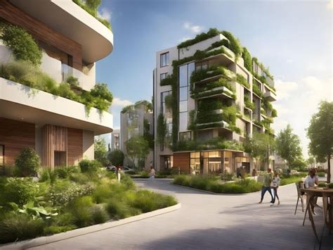 Premium AI Image Sustainable Urban Design Featuring Ecofriendly Elements