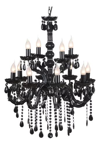 Lustre Candelabro Maria Tereza 12 Braços Preto MercadoLivre