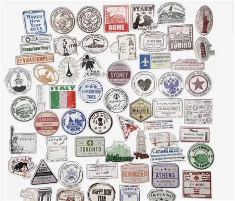 Passport Stamp Stickers Clear Back Die Cut Decal Set Etsy