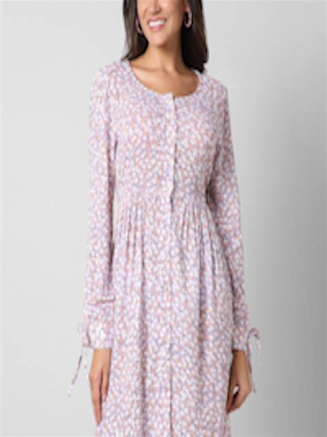 Buy Pantaloons Floral Printed Cuffed Sleeves Gathered Fit And Flare Dress