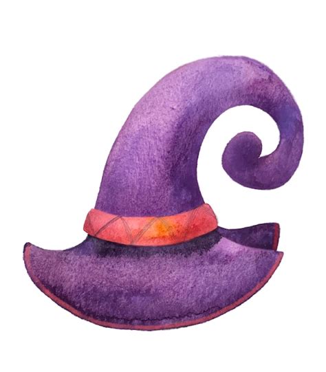 Premium Photo Illustration Watercolor Lilac Witch Hat Isolated