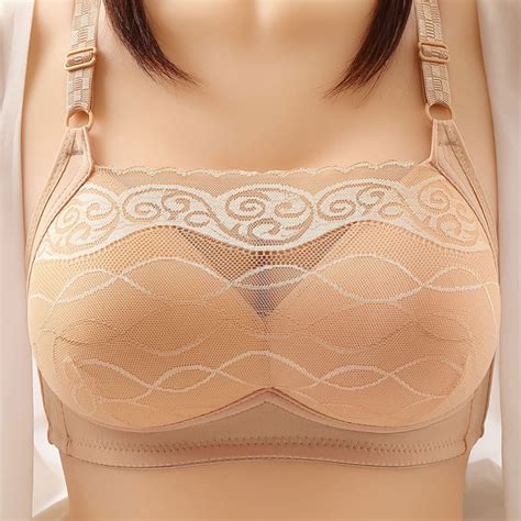 Yu Cheng Ladies No Steel Ring Bra Receiving Bra Top Support Sagging Bra Underwear 34 Cup